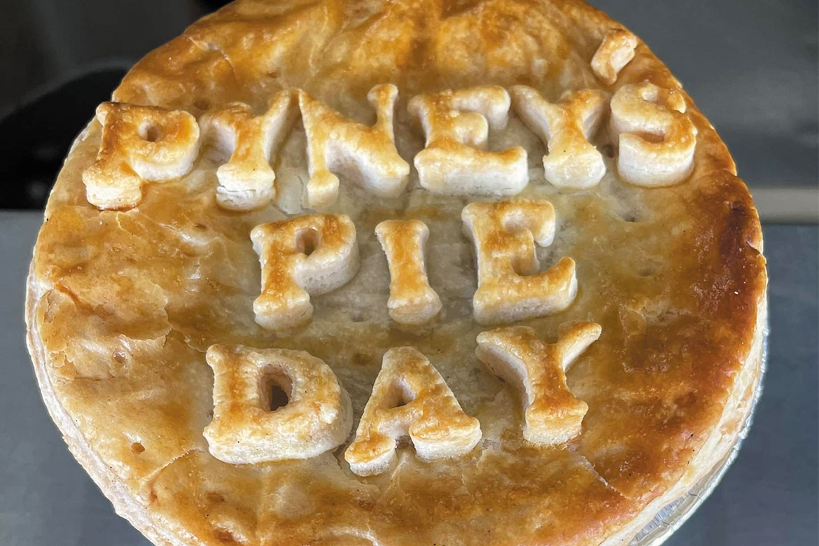 A pie with the words 