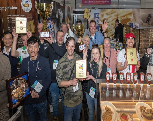 All winners (2022) with their trophies. (Great Official Aussie Pie Competition)