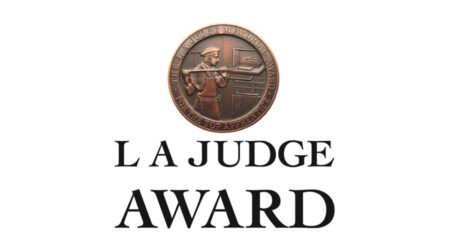 The LA Judge logo and medal appear on a white background